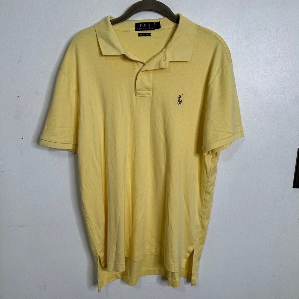 Polo Ralph Lauren Mens Pima Soft Touch Cotton Polo Shirt Yellow Large L